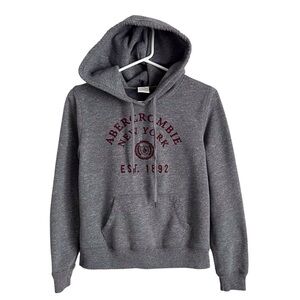 Abercrombie Grey Hoodie Sweatshirt Collegiate Logo Hooded Casual Preppy Small